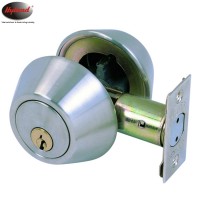 Double Cylinder Deadbolt Door Lock Hyland OEM Peru style D102 SS , Stainless steel door lock with brass keys