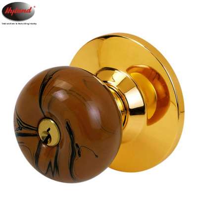 HYLAND OEM 607 KET Polished Brass Entrance tubular door lock wood Knob cerraduras para puertas chapa