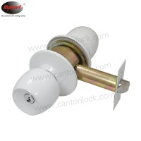 Hyland OEM Ball Cylindrical Knob Door Lock Brazil hot-sale 60/70/80/90mm Backset for residential use with 3pcs keys, 5831 white